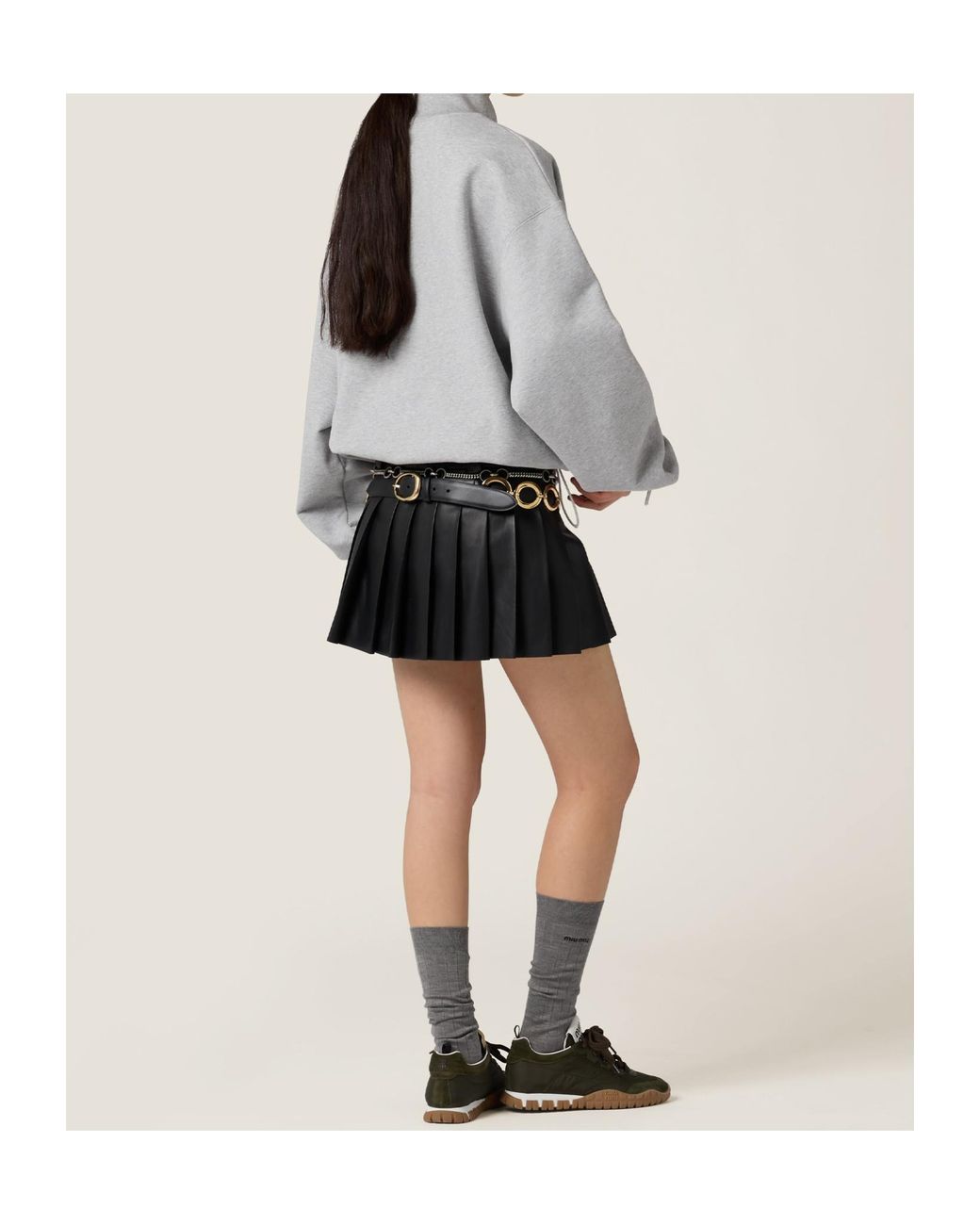Miu Miu Black Nappa Leather Skirt