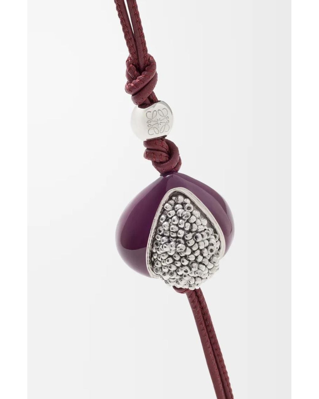 Loewe White Beaded Fig Charm