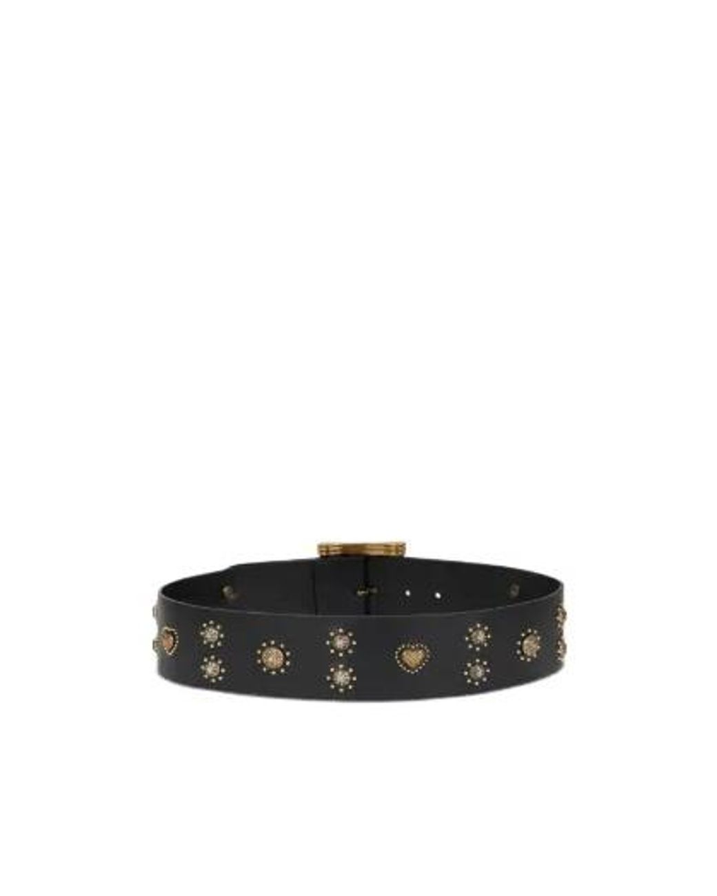 Etro Black Leather Belt With Studs