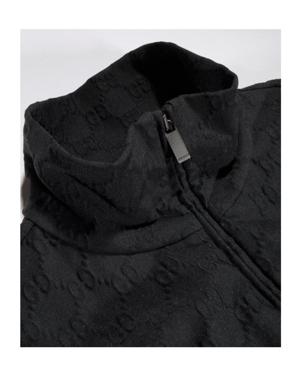 Gucci Black Gg Jersey Jacquard Zp Jacket