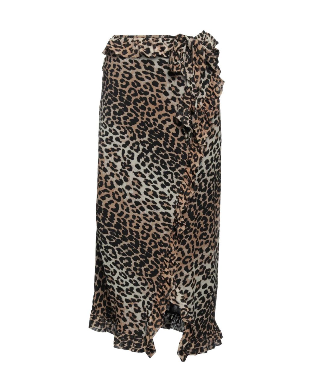 Ganni Natural Tulle Ruffled Midi Skirt