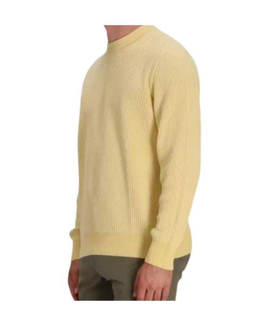 Boss Yellow Ribbed Cotton Sweater for men