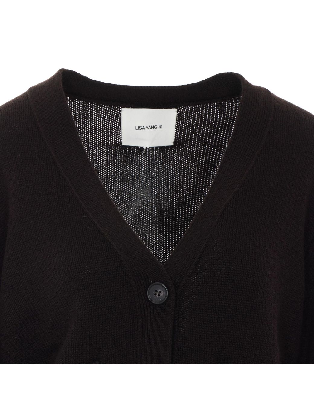 Lisa Yang Black Danni V-Neck Button-Up Cardigan
