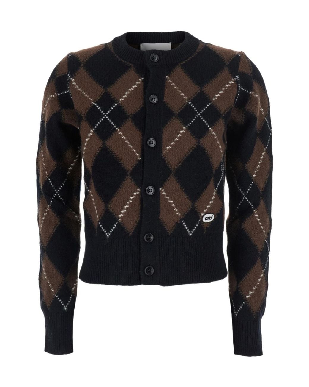 AMI Black Ami Argyle Printed Cardigan