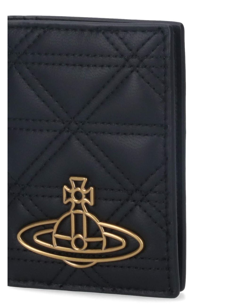 Vivienne Westwood Blue Orb Plaque Quilted Bi-Fold Wallet
