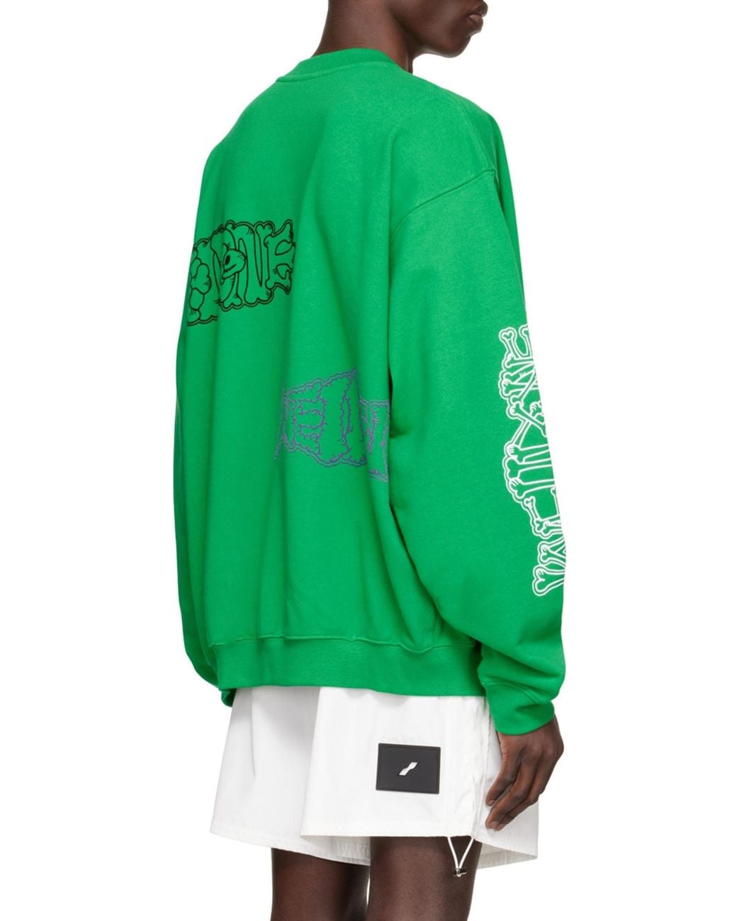 we11done Green Logo-Detail Pullover Sweatshirt for men