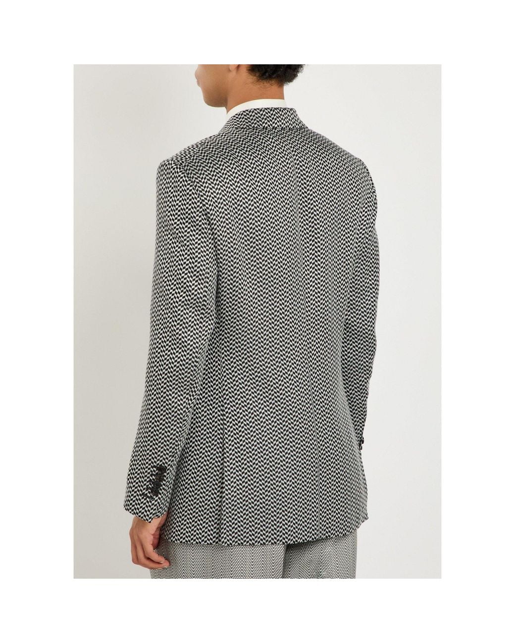 Tom Ford Gray Houndstooth Double-Breasted Blazer for men