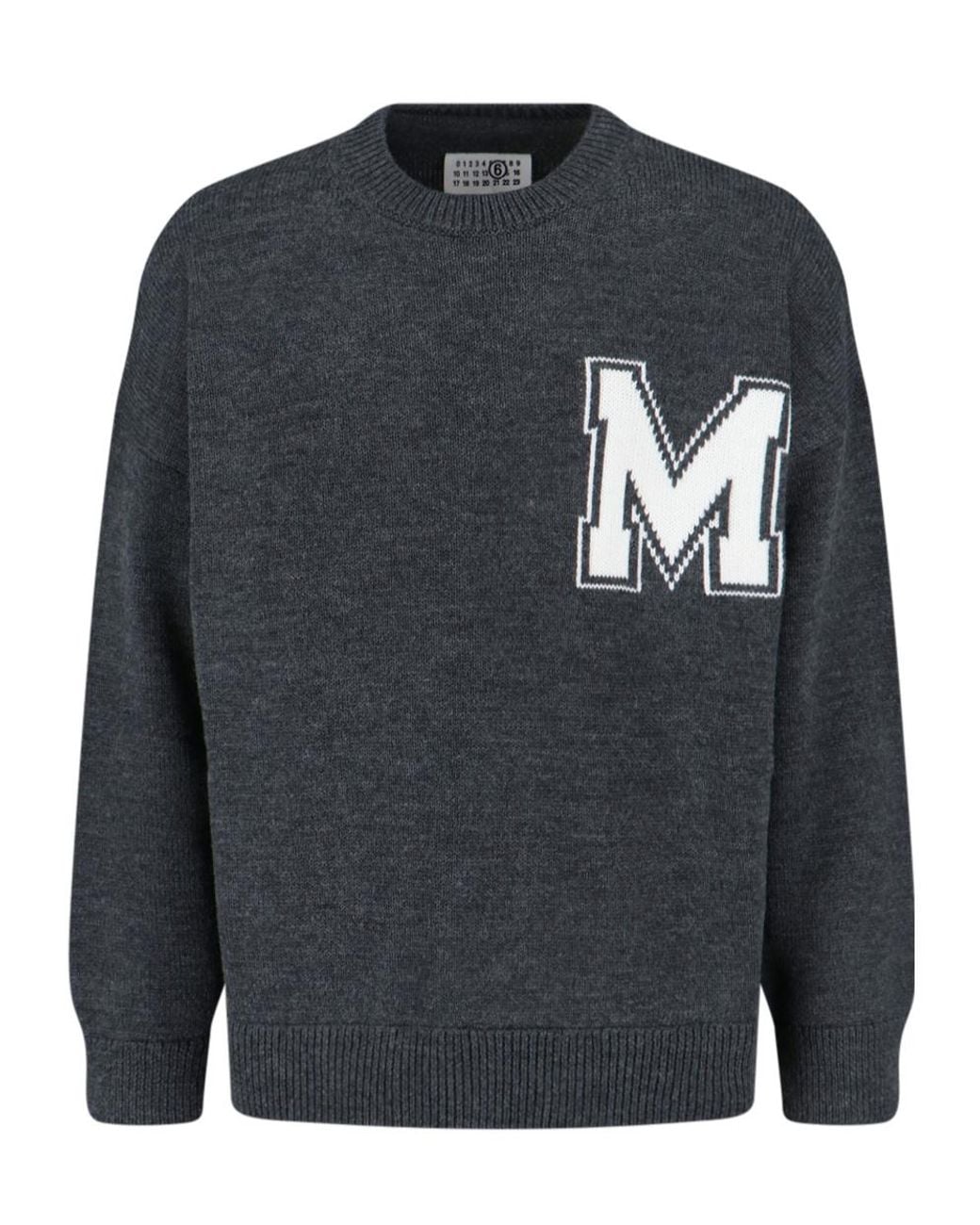 MM6 by Maison Margiela Gray Varsity Knitted Sweater for men