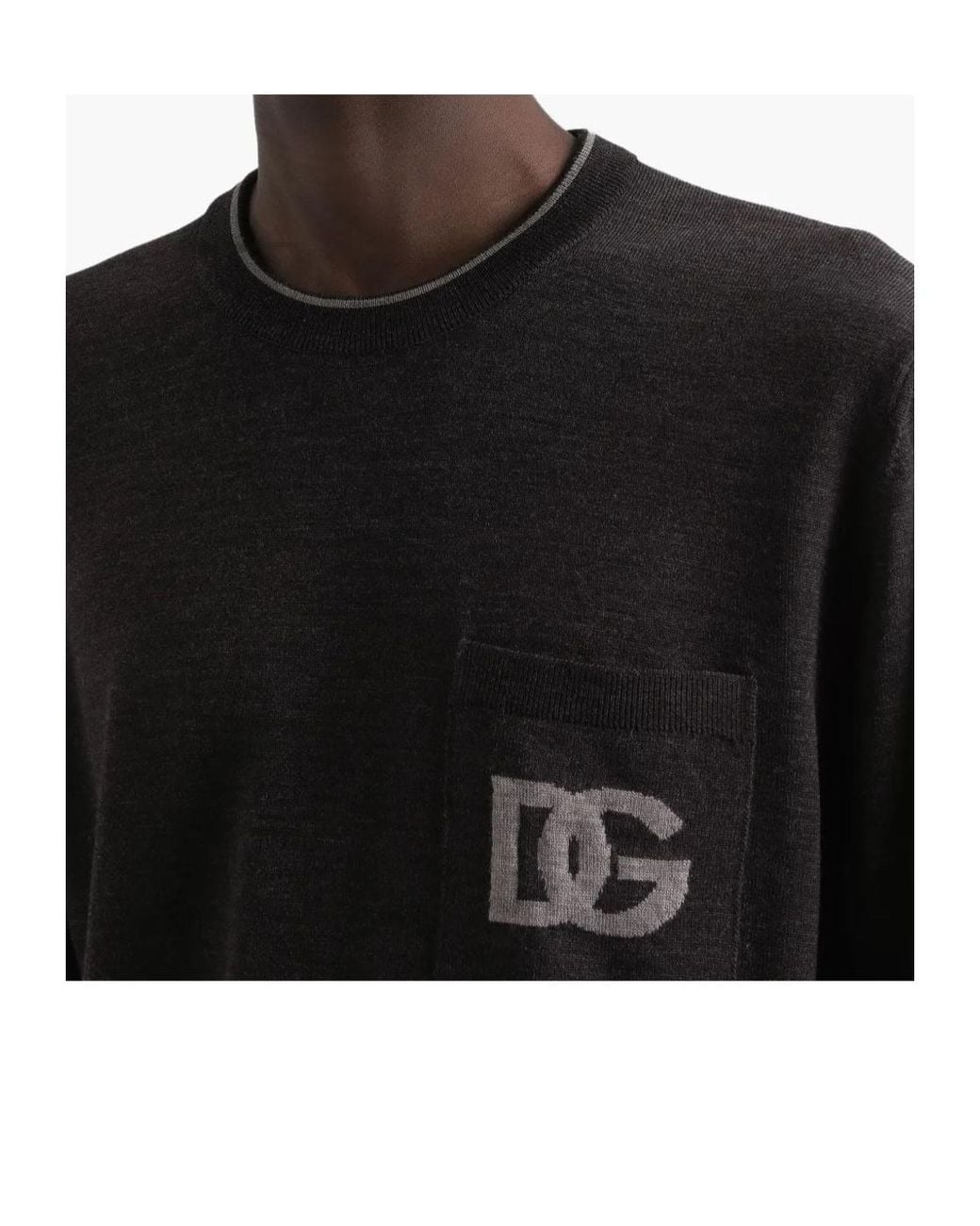 Dolce & Gabbana Black Logo Intarsia Crewneck Knitted Jumper for men