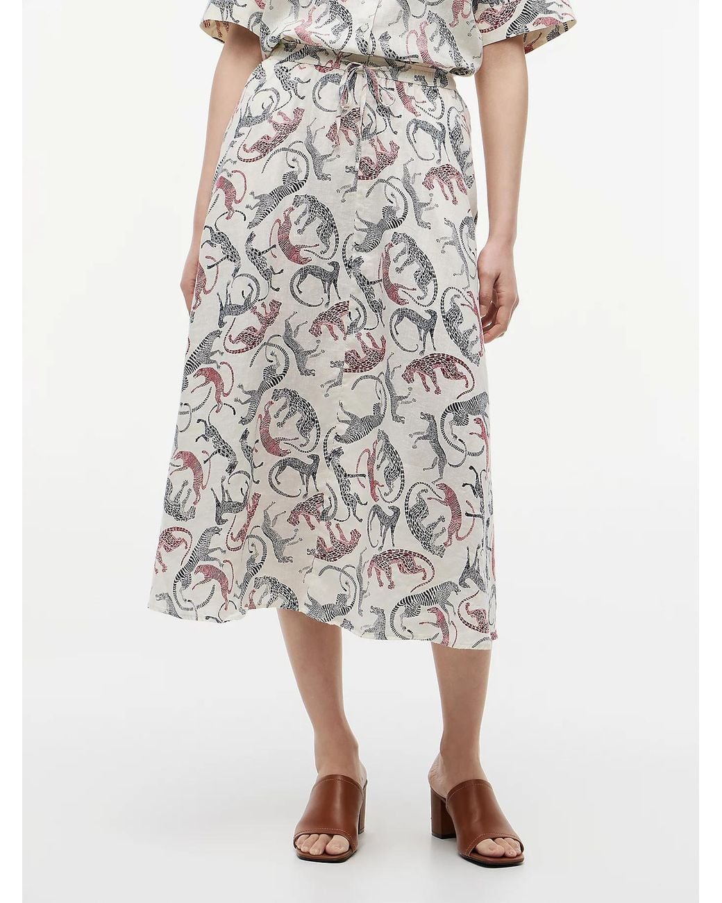 Tommy Hilfiger Multicolor Pure Linen A-Line Midi Skirt