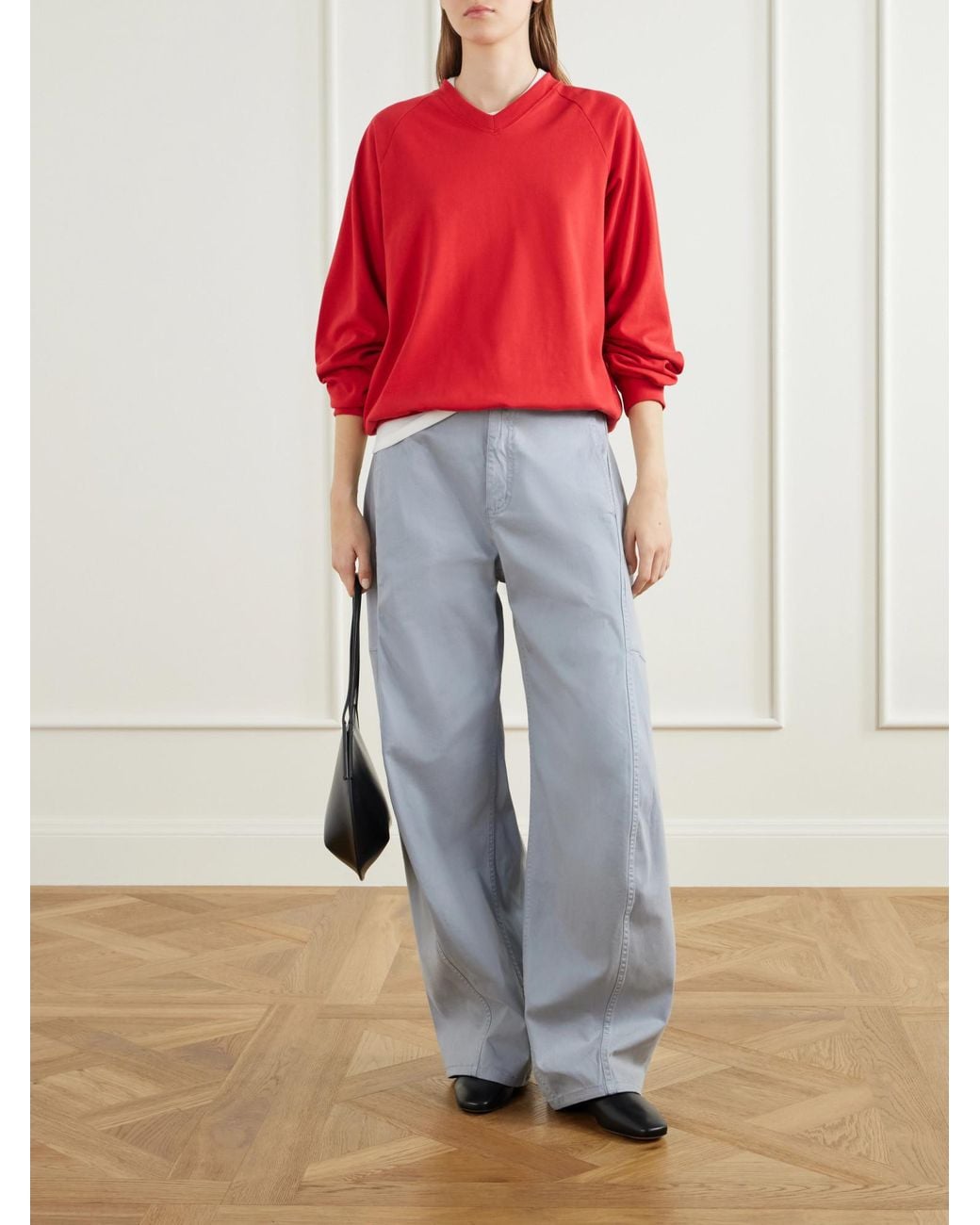 Tibi Gray Sid Lyocell-Blend Twill Wide-Leg Pants