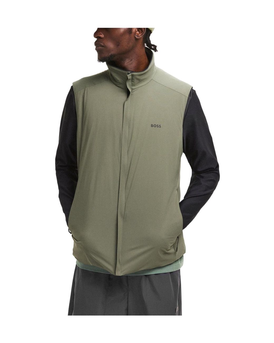 Boss Green Stand-Collar Sleeveless Vest for men