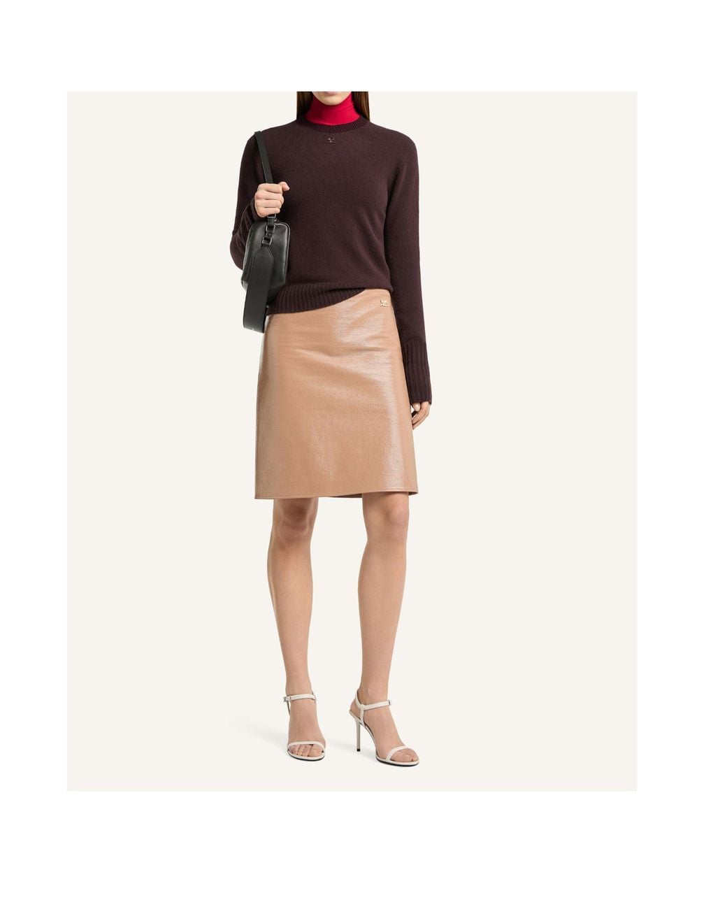 Courreges Brown Logo-Patch Crew-Neck Sweater