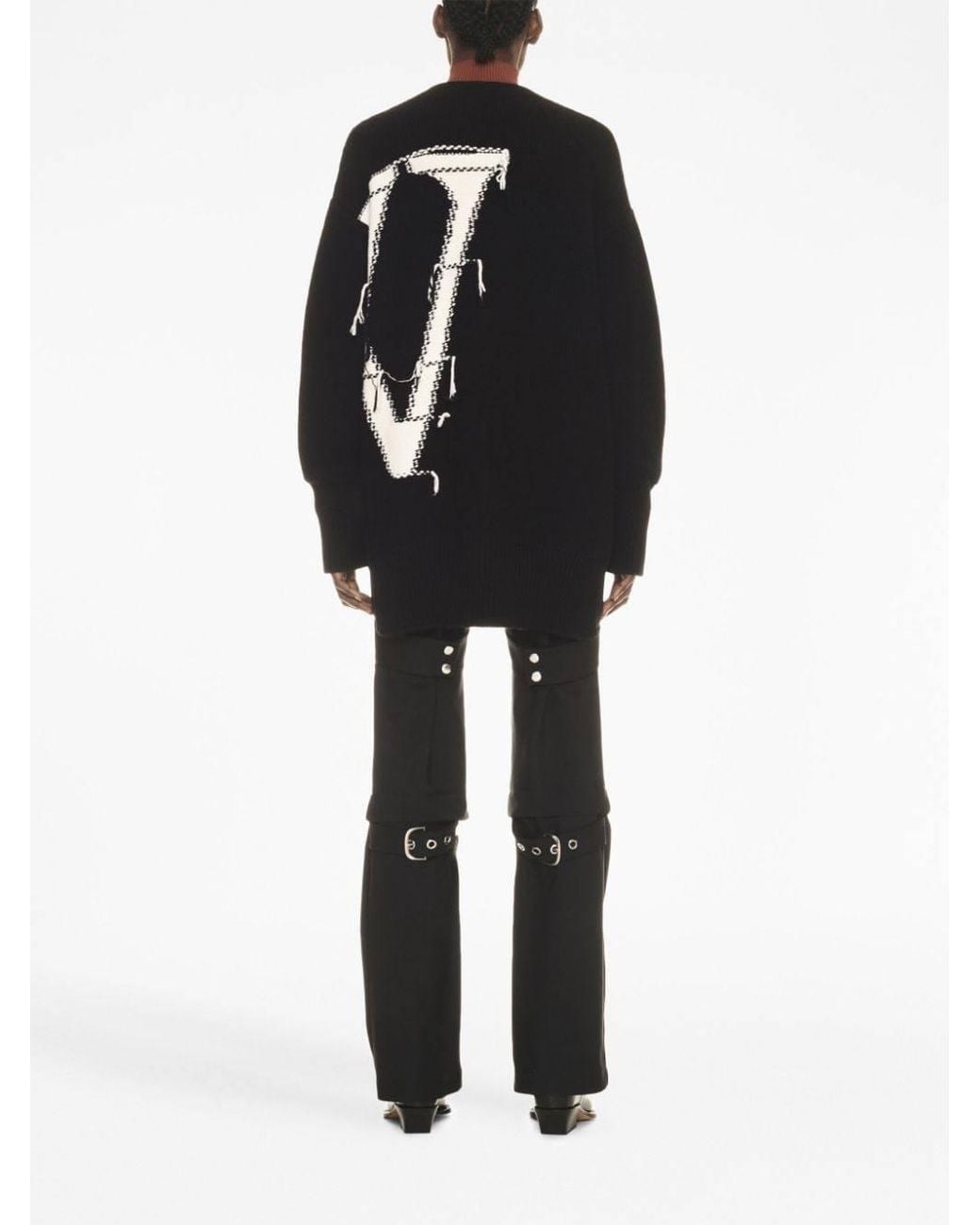 Off-White c/o Virgil Abloh Black Logo-Intarsia Wool Cardigan