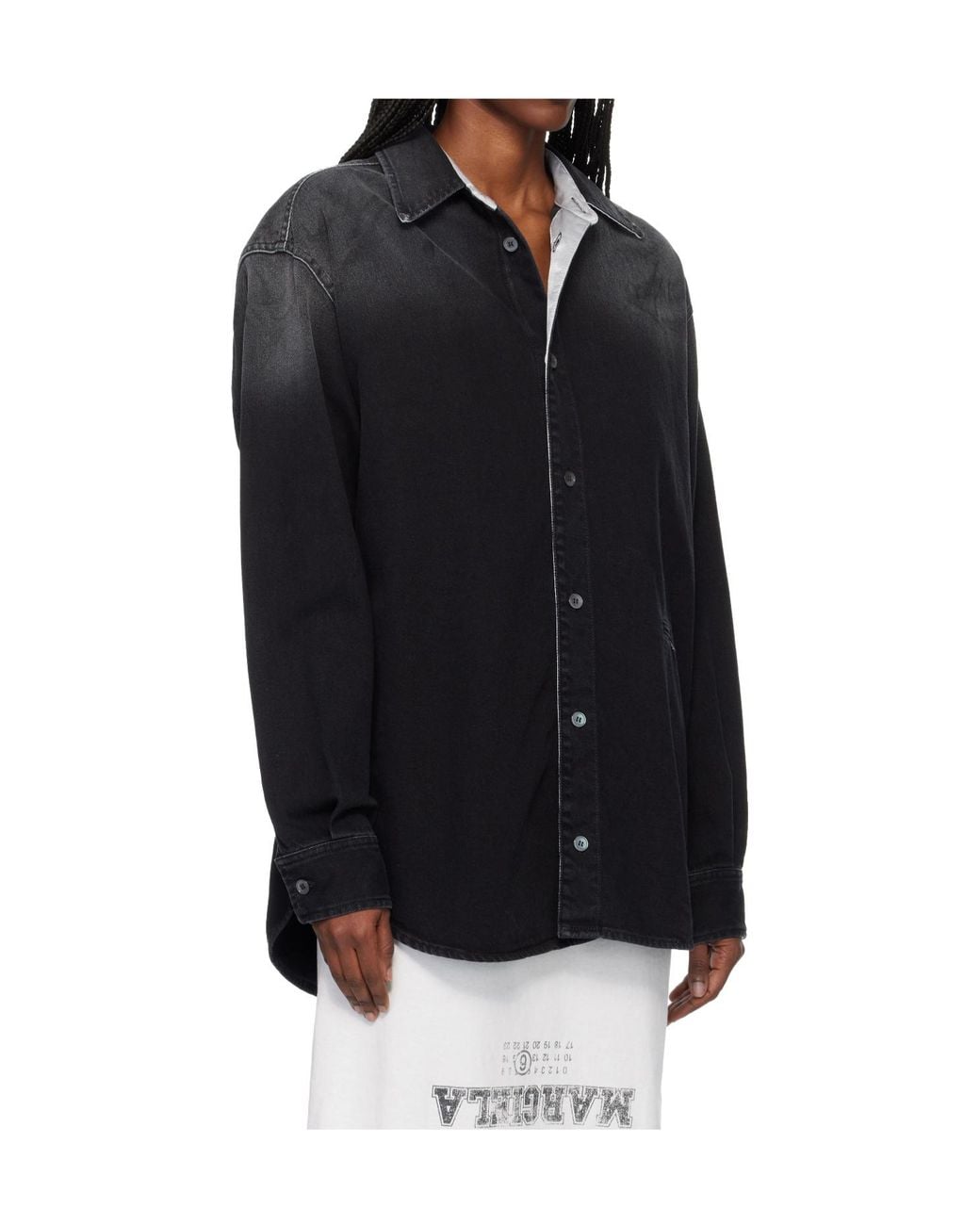 MM6 by Maison Margiela Black Long-Sleeved Denim Shirt