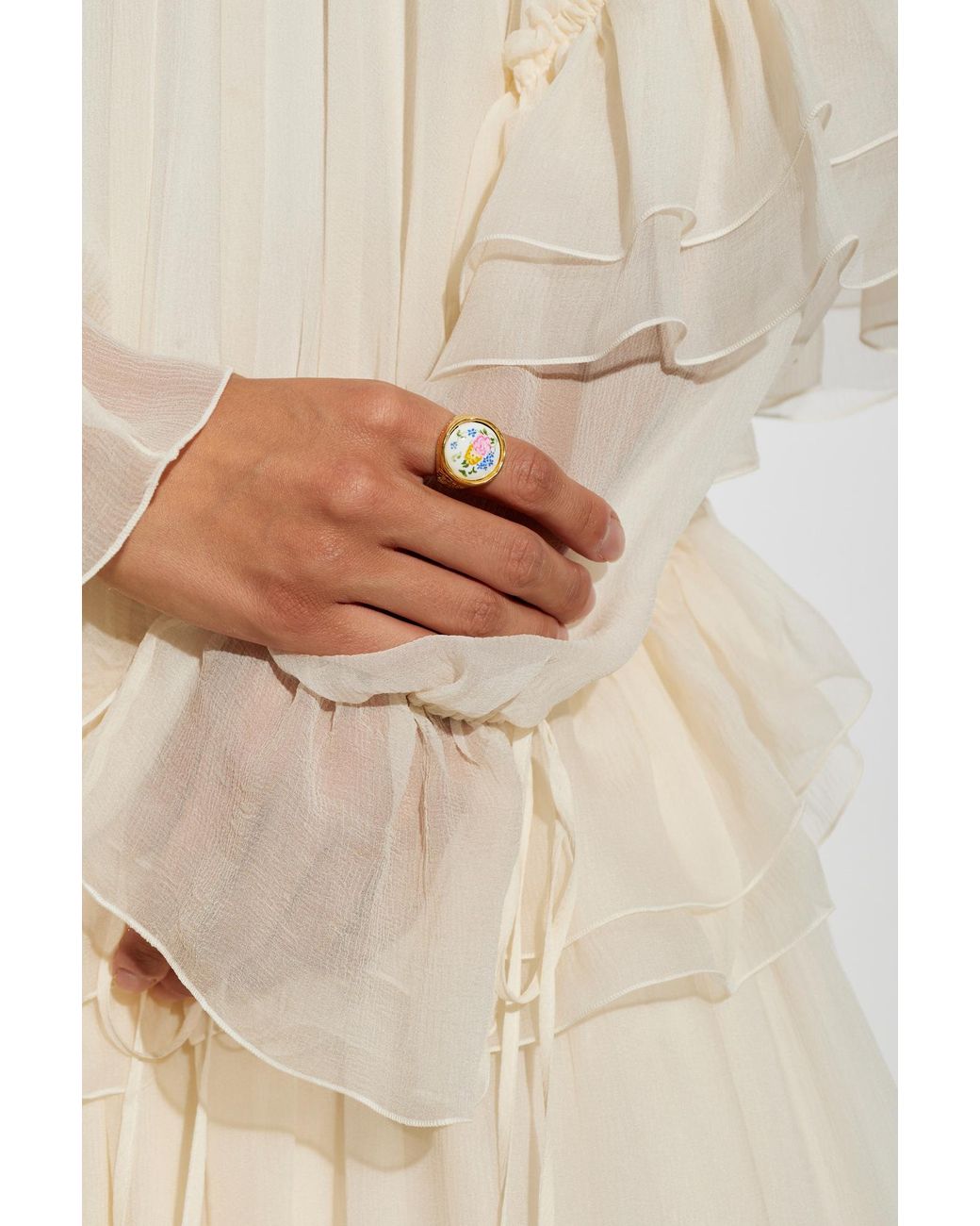Chloé White Chloé Bloomcraft Enamel Signet Ring