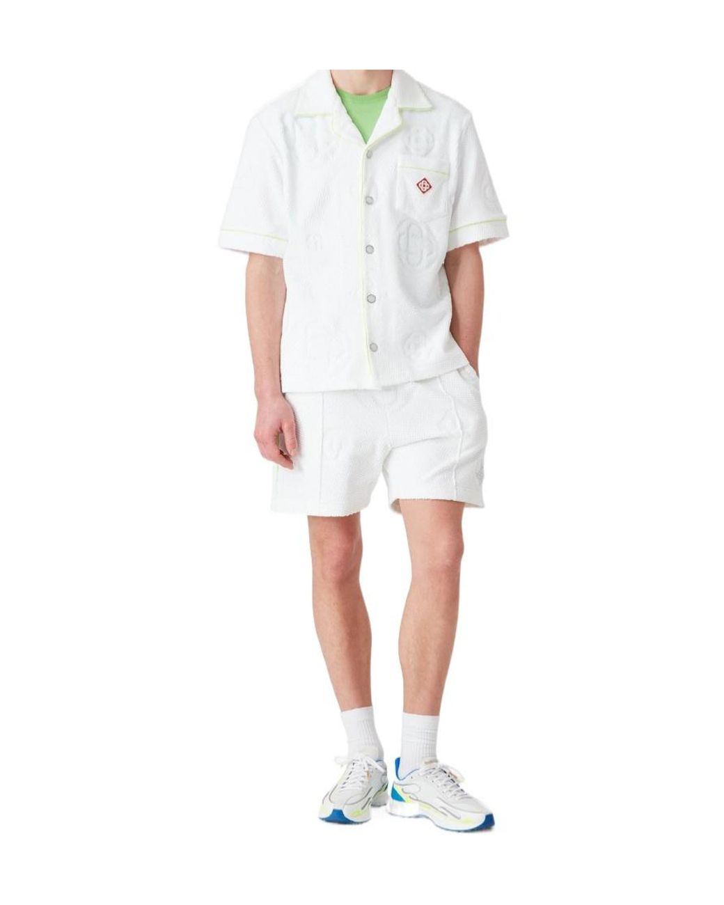 Casablanca White Towelling Monogram Bermuda Shorts for men