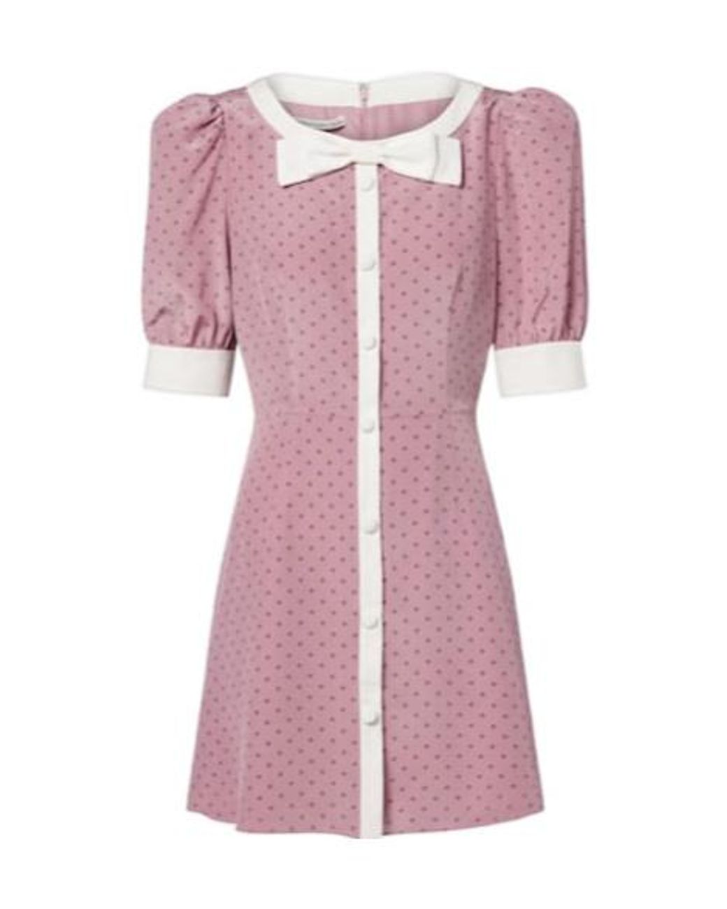 Alessandra Rich Pink Bow-Detail Polka-Dot Silk Minidress