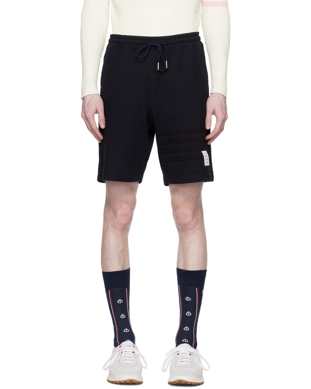 Thom Browne Black 4-Bar Stripe Track Shorts for men