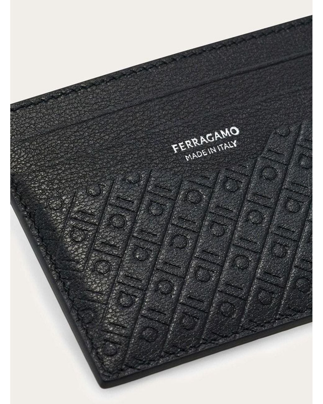 Ferragamo Black Ferragamo Monogram Credit Card Holder for men