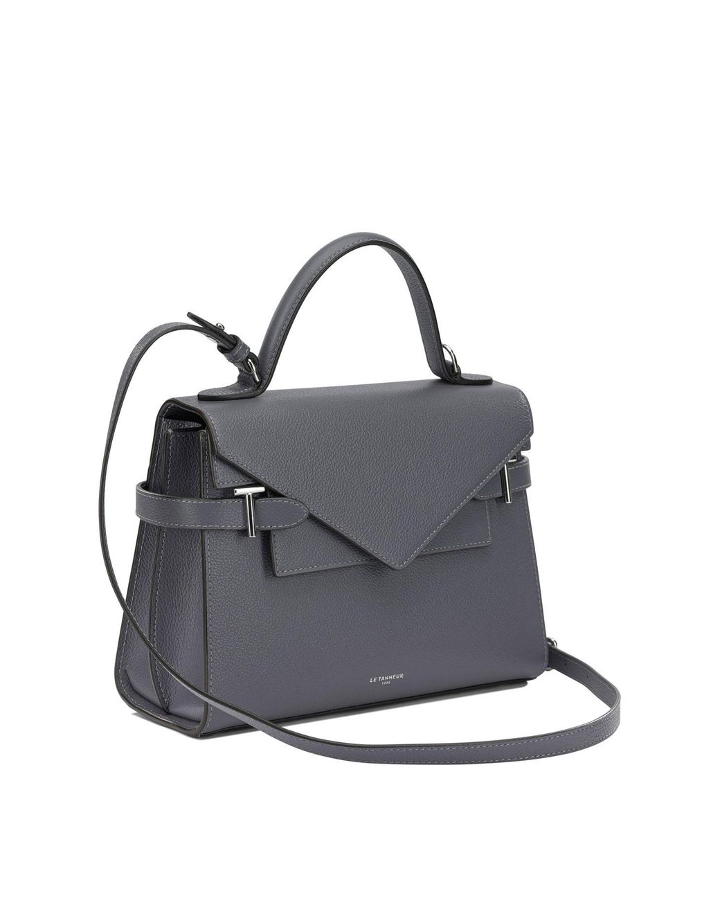 Le Tanneur Gray Structured Flap Shoulder Bag