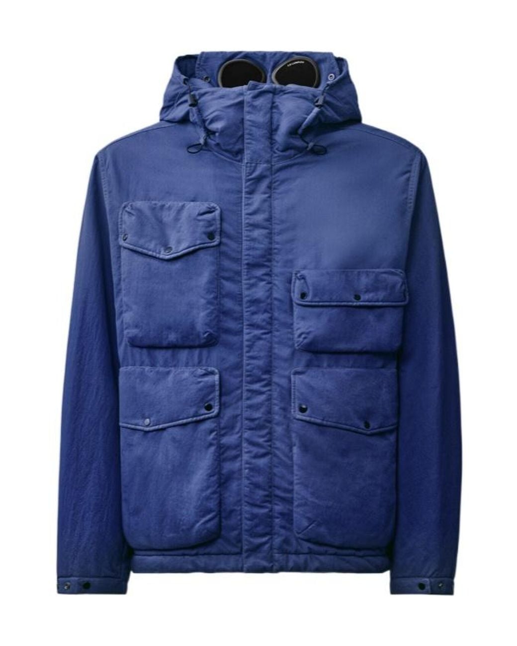 C P Company Blue T-Flatt Goggle Hooded Jacket for men