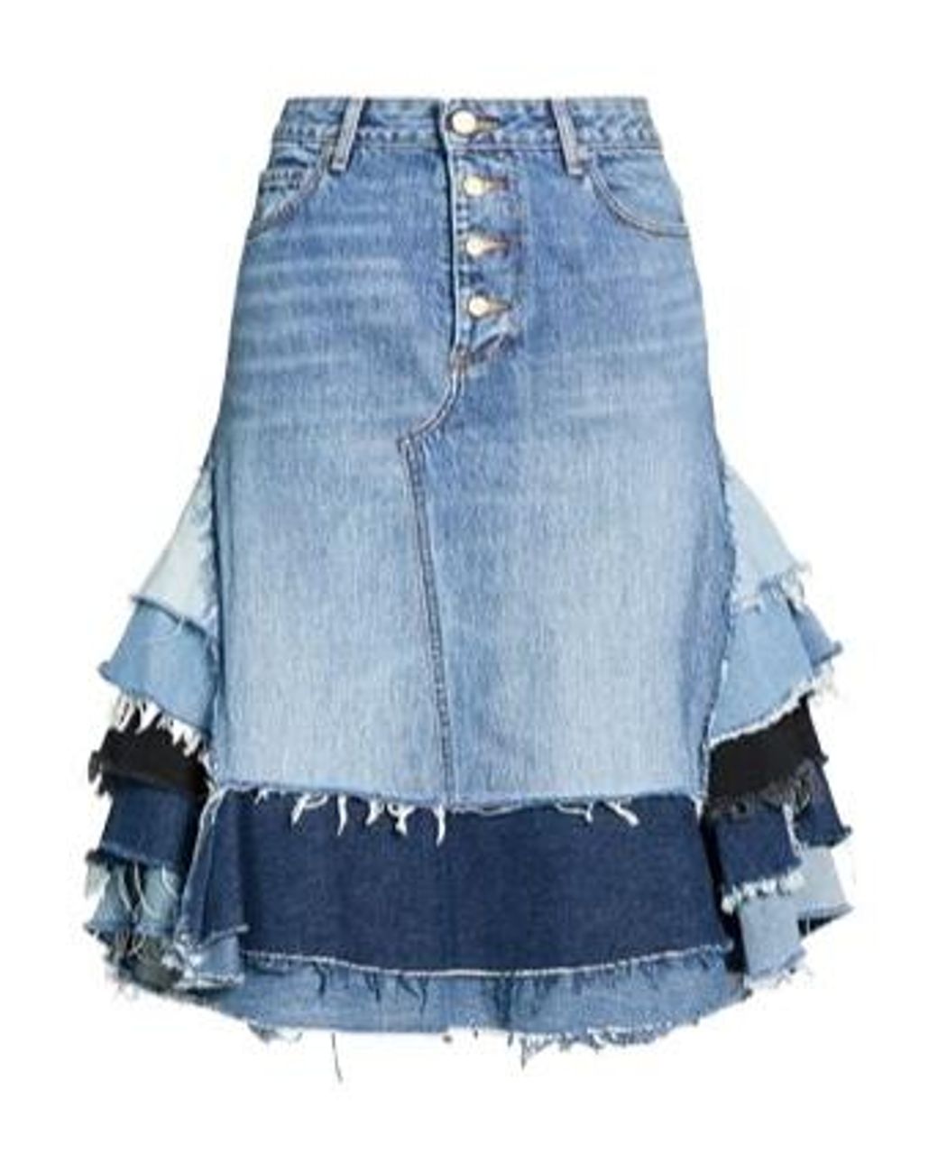 Ganni Blue Multi-Tonal Patchwork Denim Mini Skirt