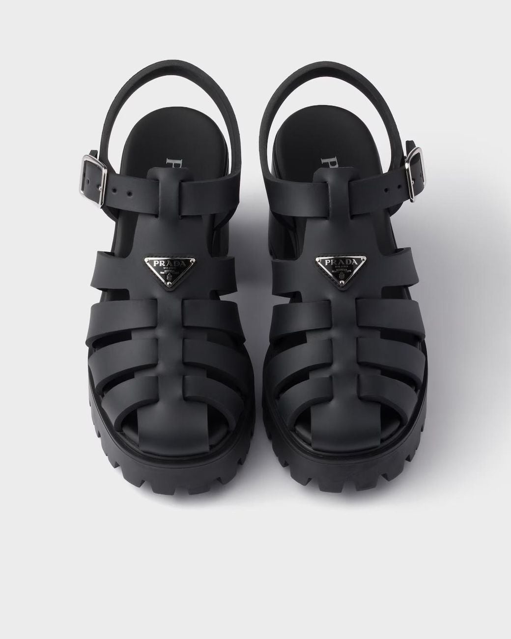 Prada Black Rubber Platform Sandals
