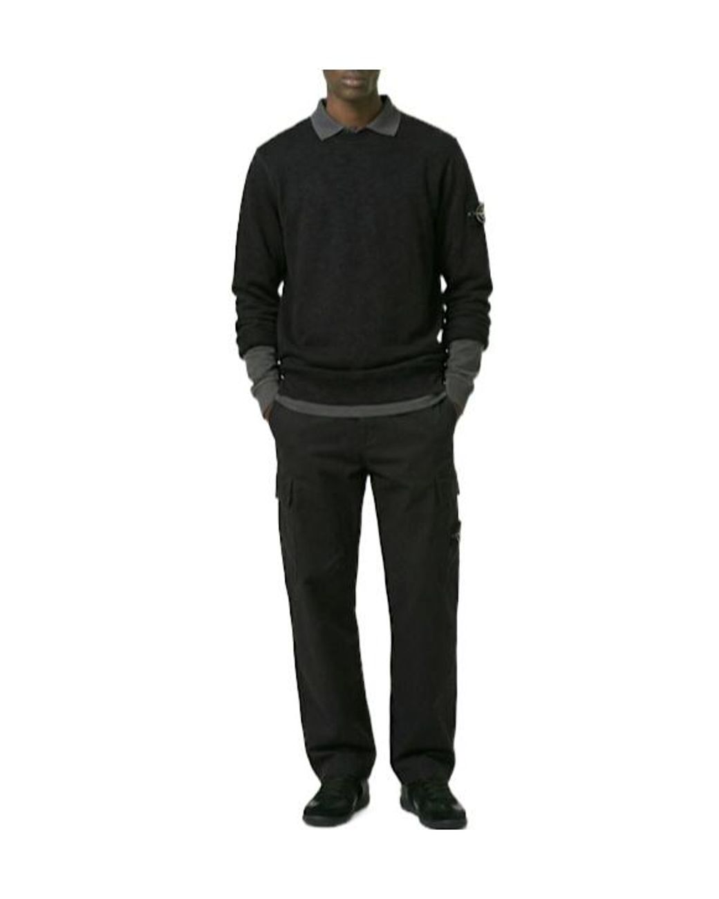 Stone Island Black Crewneck Longsleeve Knit Sweater for men