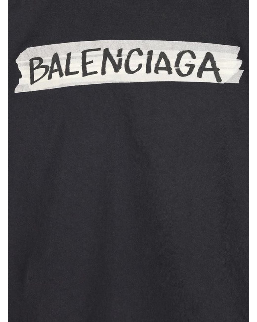 Balenciaga Black Cotton Masking Tape T-Shirt
