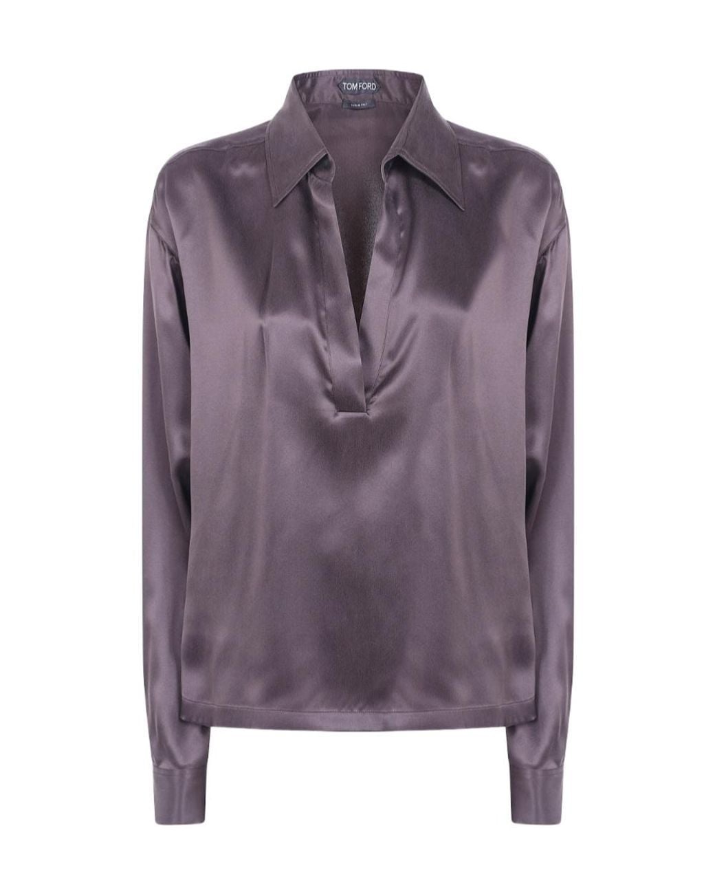 Tom Ford Purple Long Sleeve Deep V-Neck Top