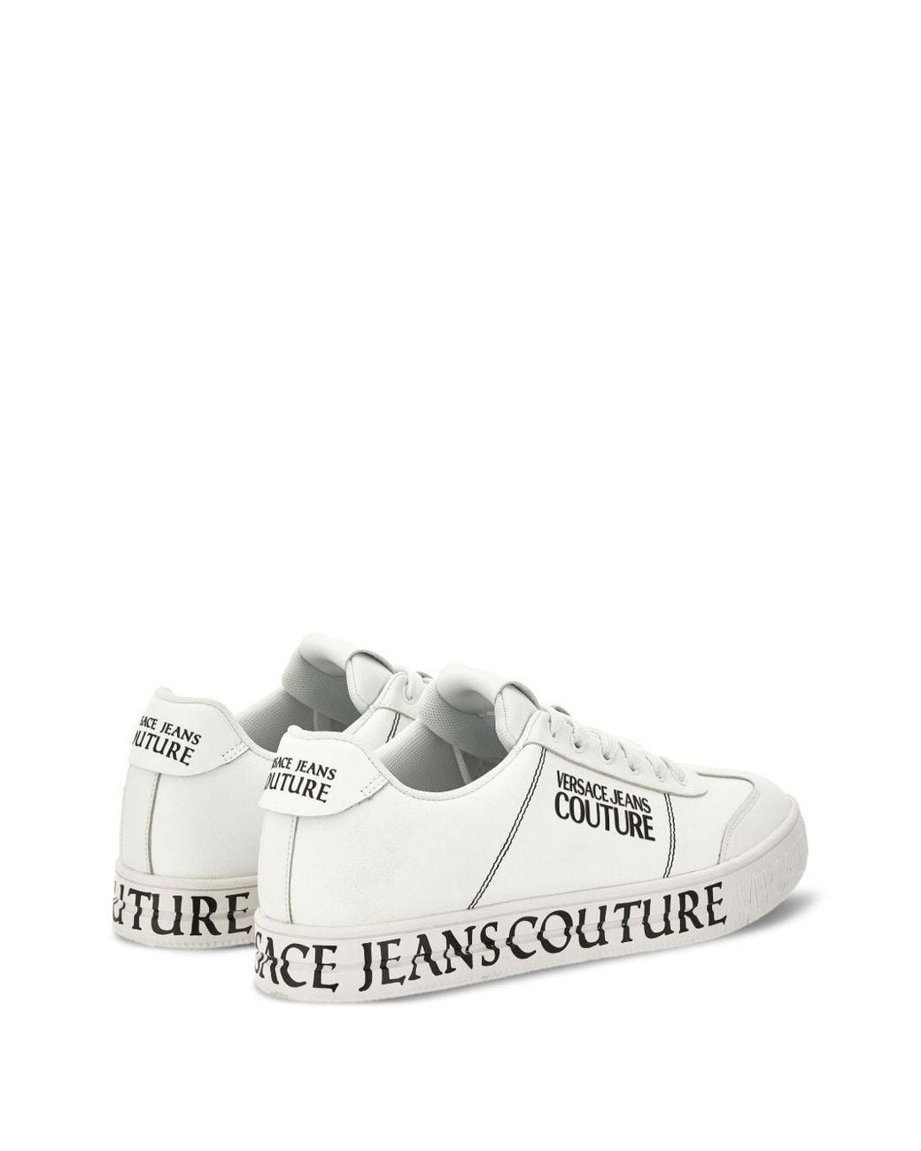 Versace Jeans White Couture Logo Printed Lace-Up Sneakers for men