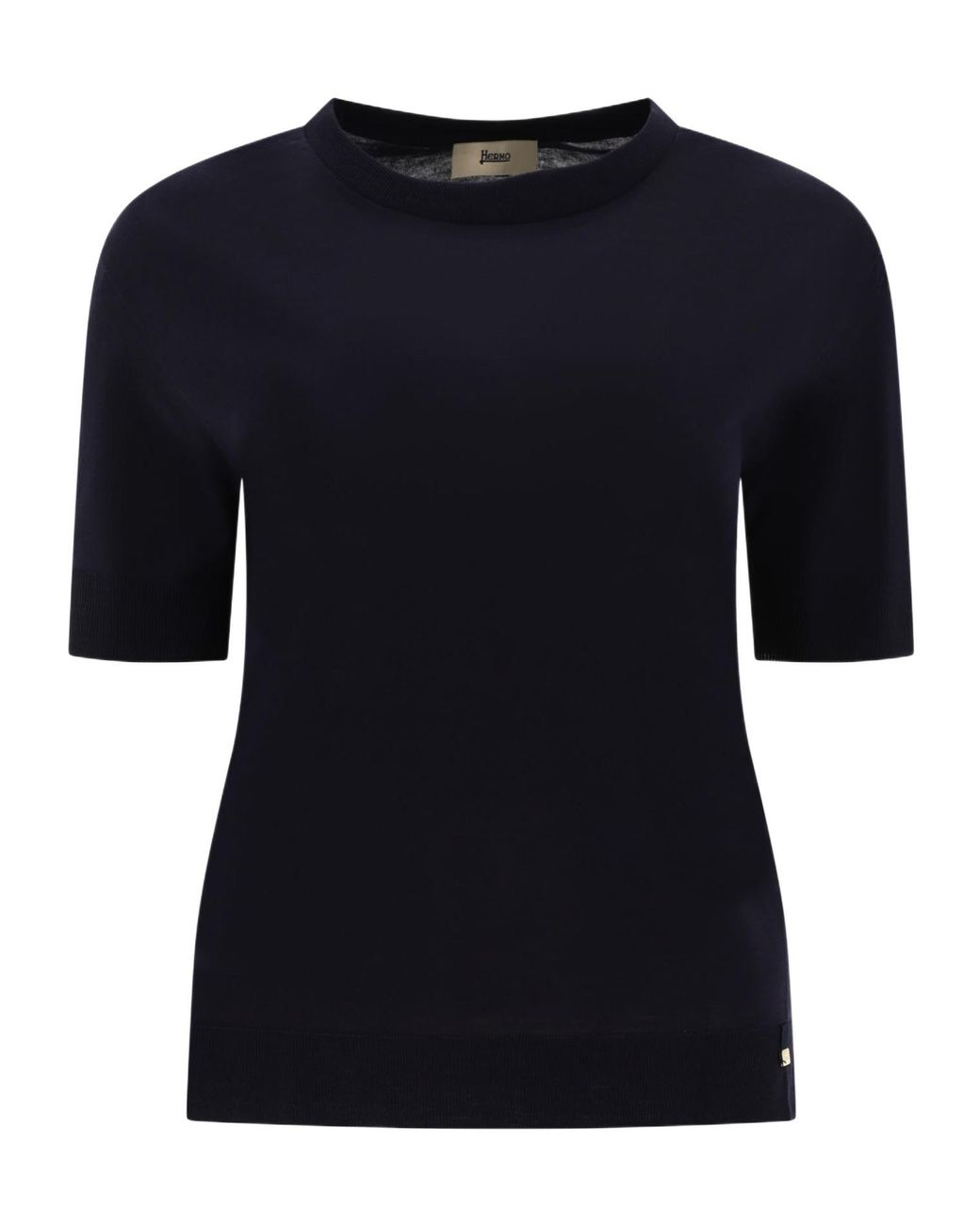 Herno Black Short-Sleeved Crewneck Knitted Jumper