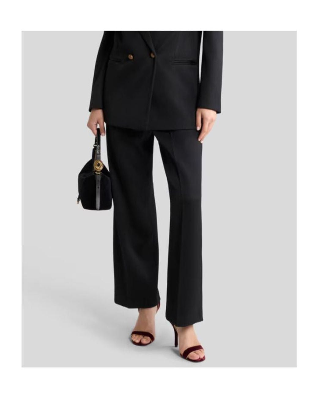 Etro Black Wide-Leg Wool Trousers With Belt