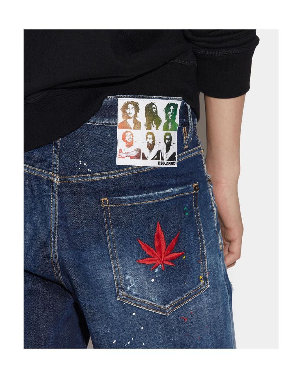 DSquared² Black Paint Splatter Effect Denim Shorts for men