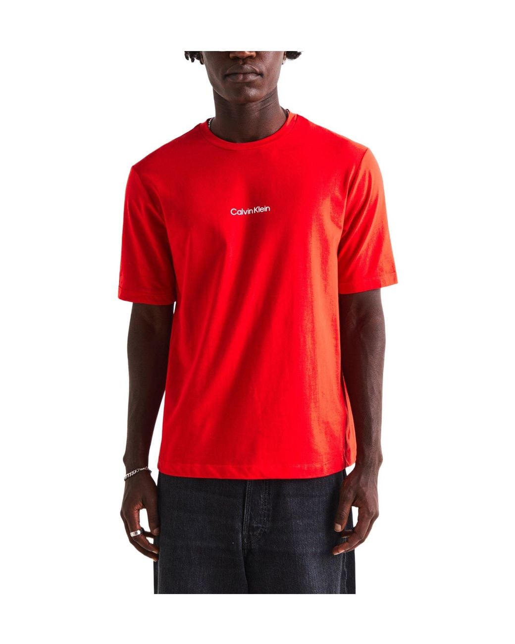 Calvin Klein Red Solid Color T-Shirt for men