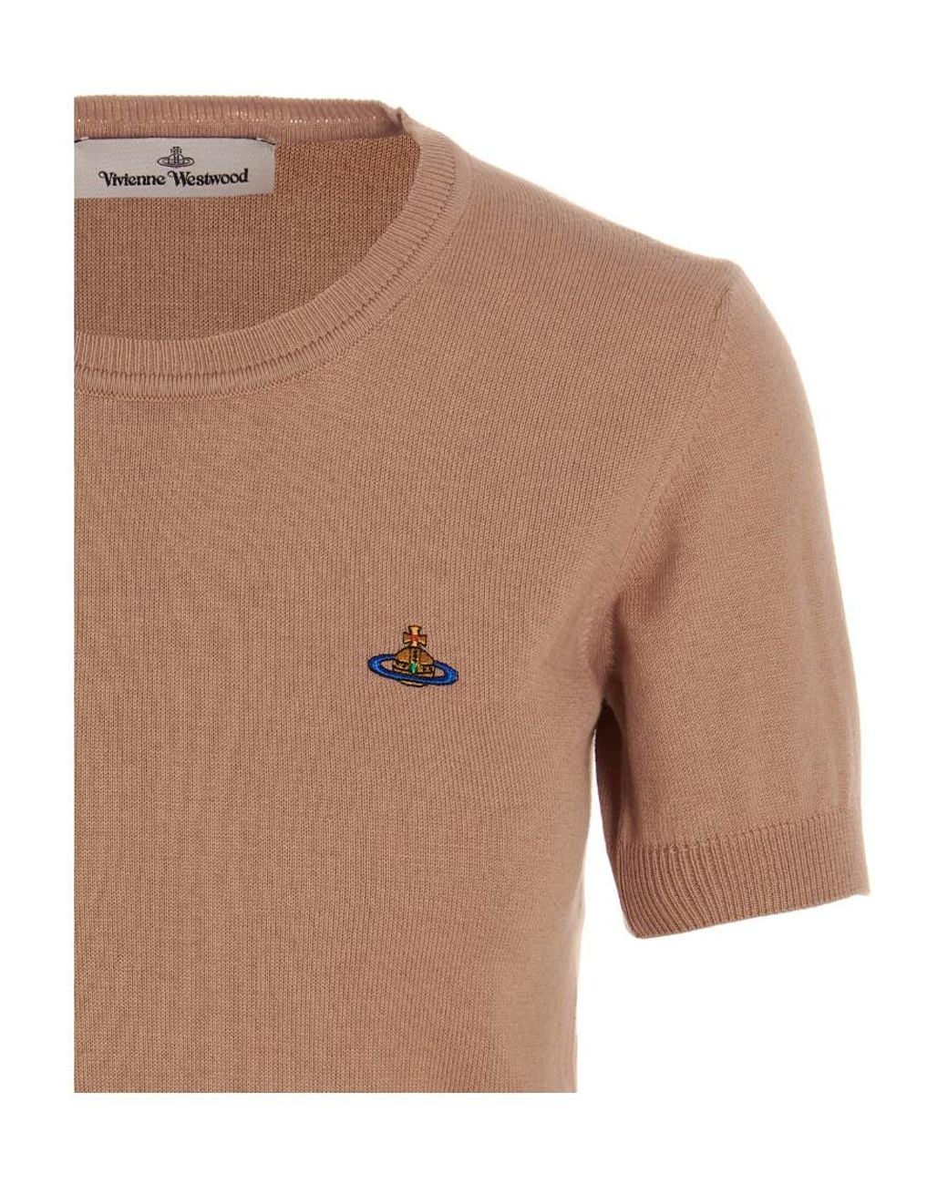 Vivienne Westwood Brown Orb-Embroidered Knitted Top