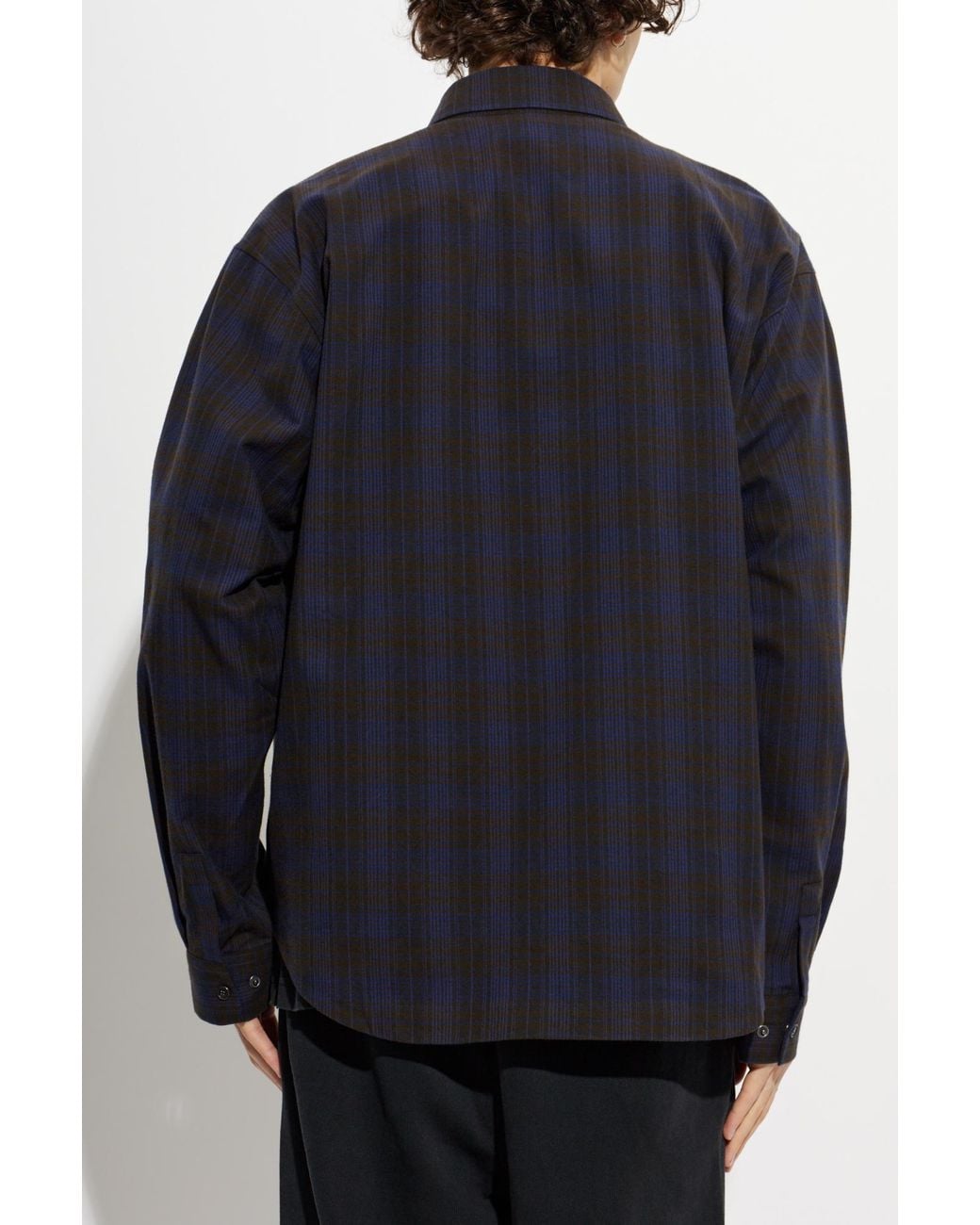 Vetements Blue Checked Zip-Front Shirt for men