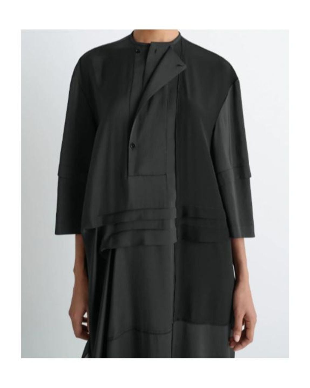 Lemaire Black Asymmetrical Pleated Blouse Dress