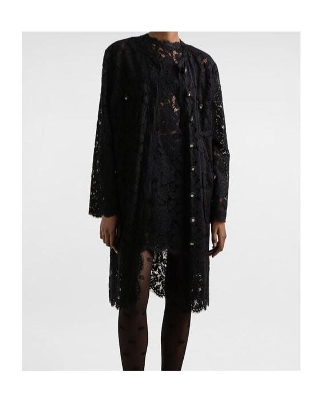 Dolce & Gabbana Black Dna Lace Detailed Mini Dress