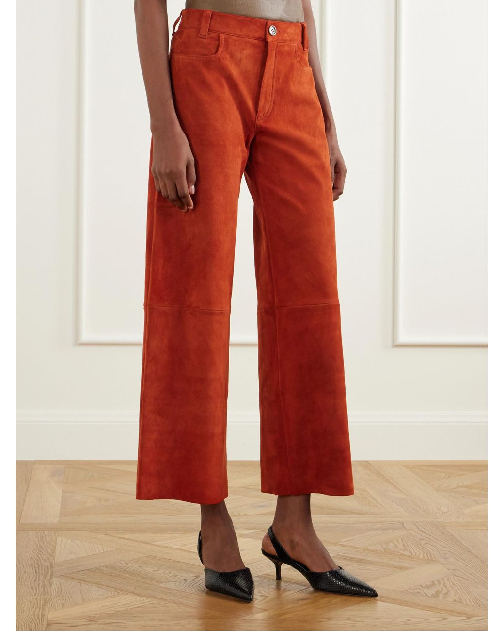 Stouls Orange Lilou Suede Wide-Leg Pants