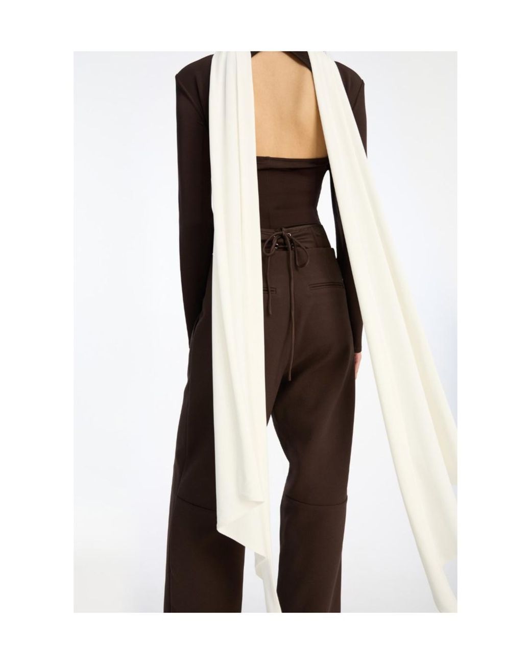 ROTATE BIRGER CHRISTENSEN Brown Corset Detailed Straight-Leg Pants
