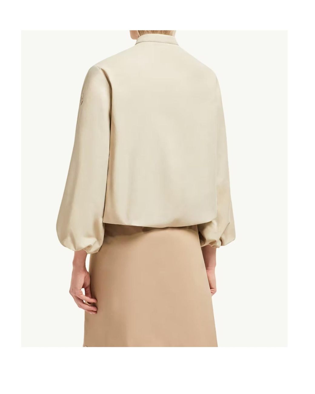 Moncler Natural Logo Patch Zip-Up Bomber Jacket