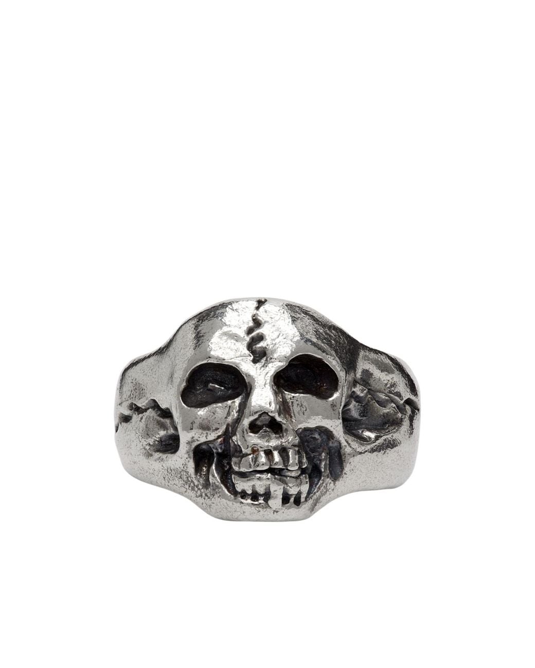 Our Legacy Metallic Sculpted Skull Ring for men