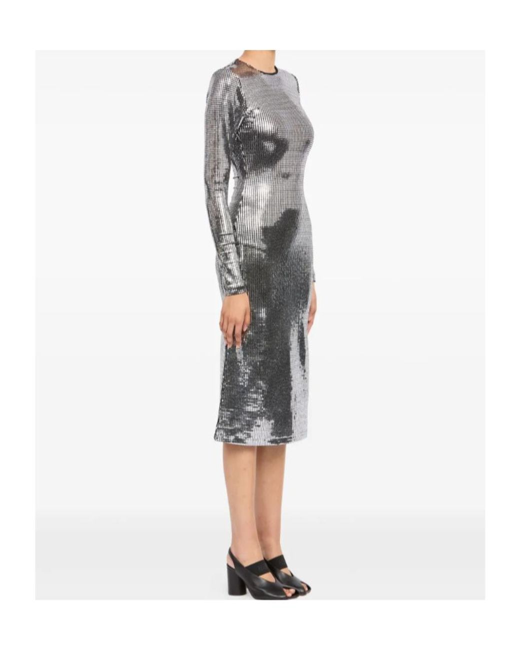 MM6 by Maison Margiela Gray Embellished Midi Dress
