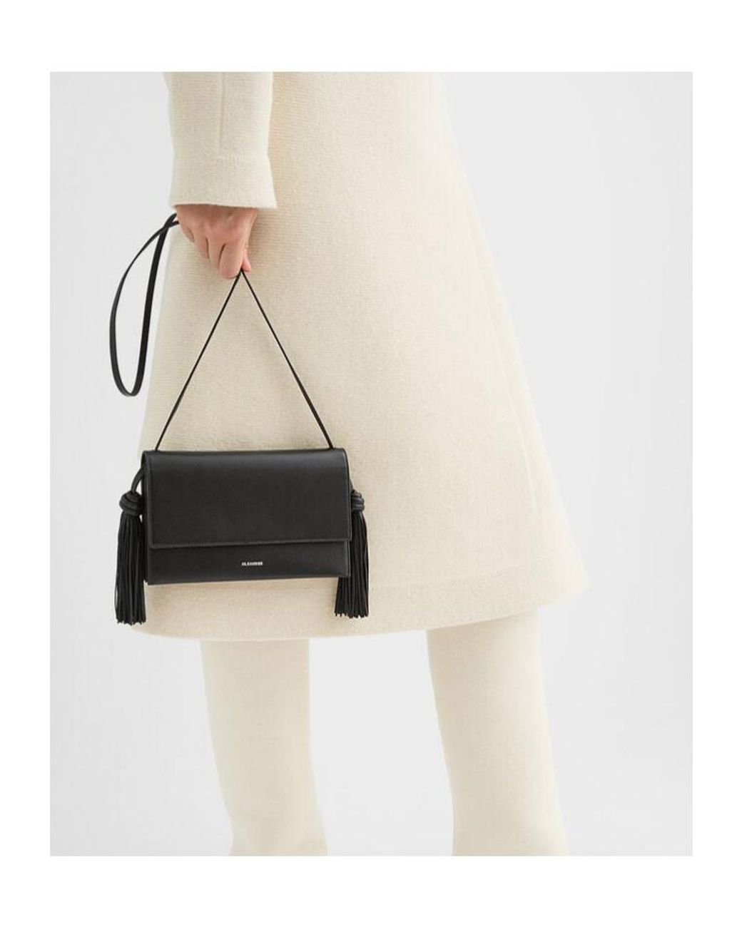 Jil Sander White Tassel Crossbody Bag