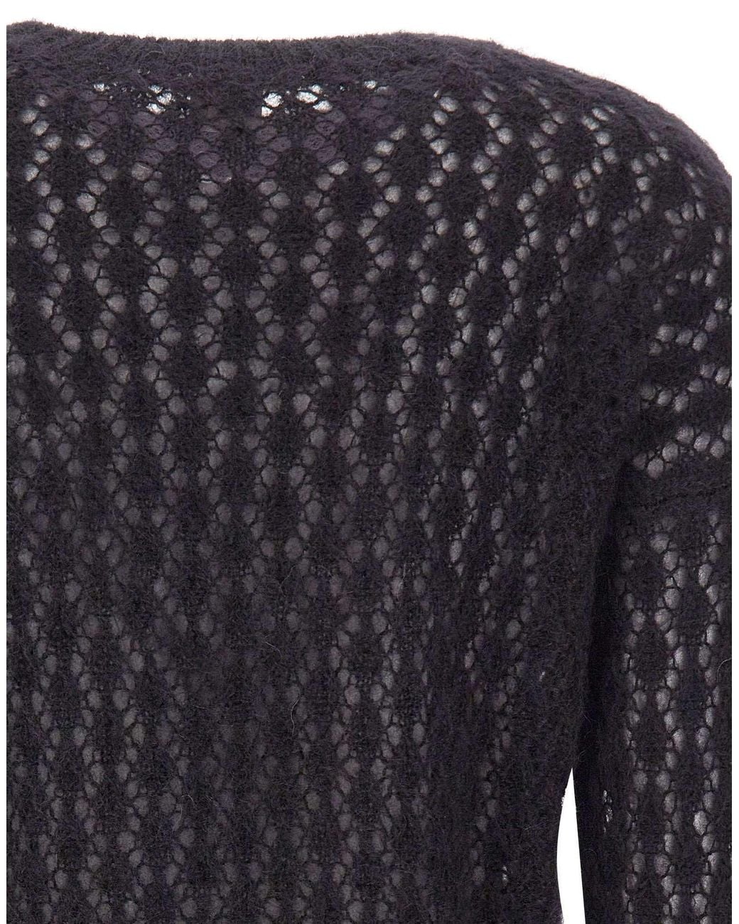 Eleventy Black Open Knit Knitted Sweater