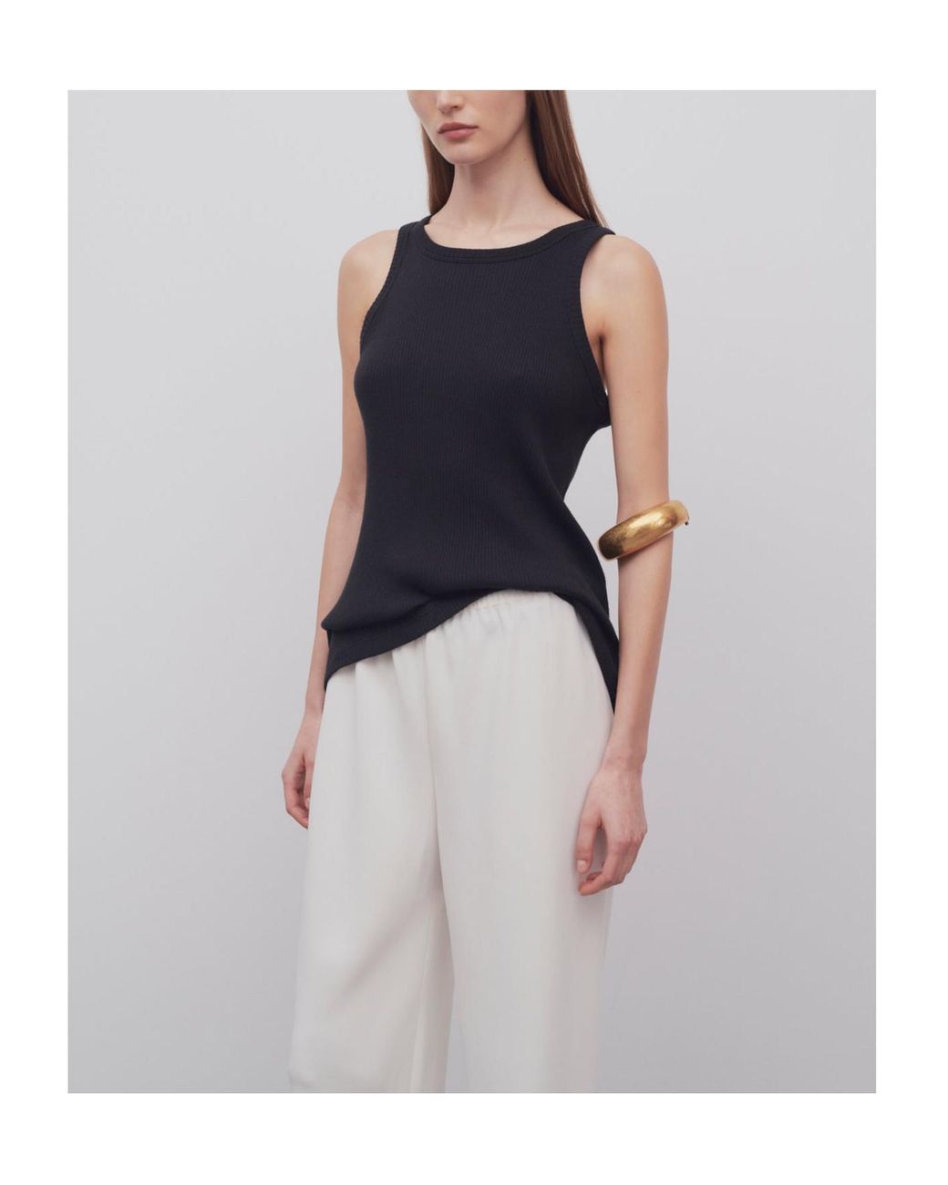The Row Black Cotton Matte Top