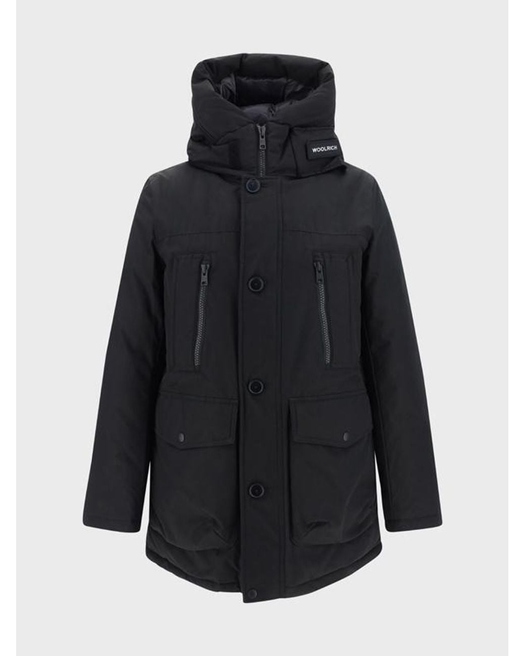 Woolrich Black Hooded Padded Coat for men