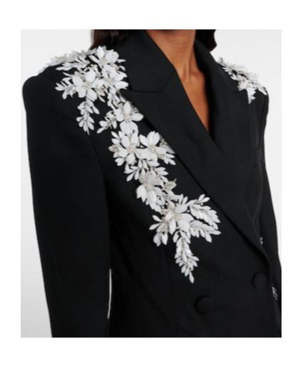 Rebecca Vallance Black Danna Floral-Appliqué Blazer